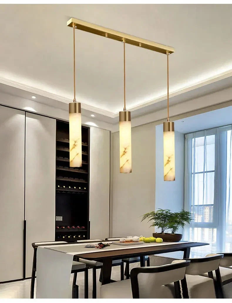Afralia™ Copper LED Pendant Light: Modern Marble Single Head for Bedroom, Restaurant, and Corridor
