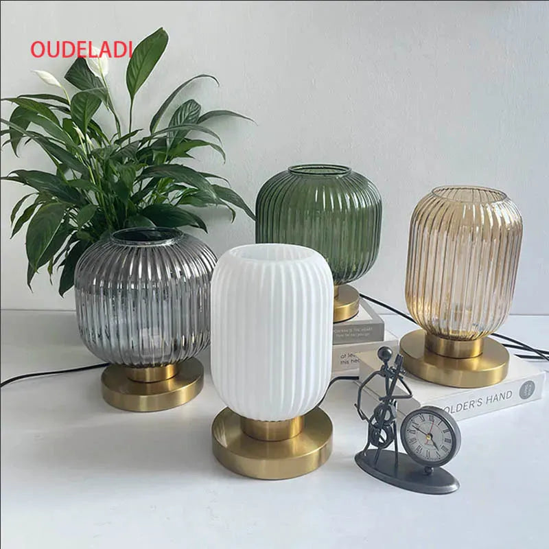 Afralia™ Pumpkin Glass Table Lamps for Study Bedroom, Modern Living Room Decor