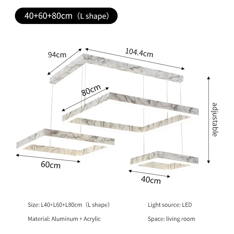 Afralia™ Square Marble Chandelier: Nordic Modern Living Room Pendant Light & Dining Lamp