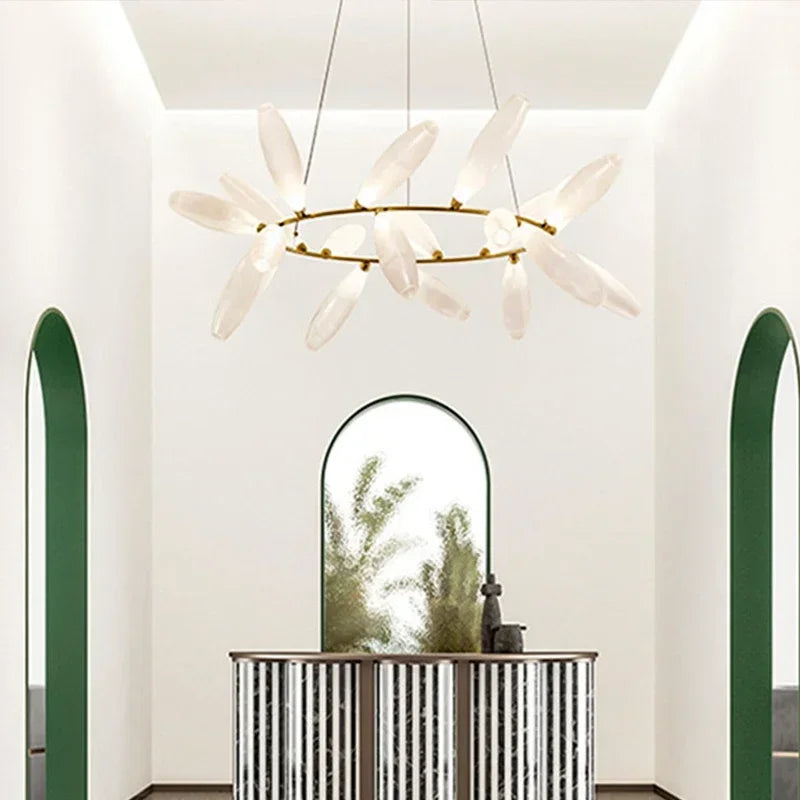 Afralia™ Oval Glass LED Chandelier for Staircase and Living Room