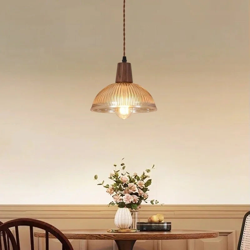 Afralia™ Vintage Amber Glass LED Pendant Lights for Bar Cafe Loft Living Dining Room