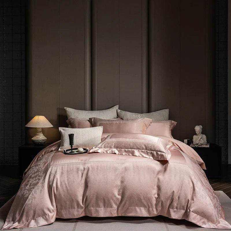 Afralia™ Classic Luxury Brocade Satin Jacquard Cotton Bedding Set with Sheet and Pillowcase