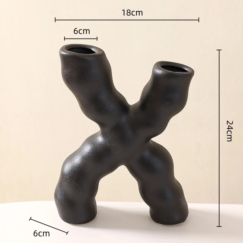 Afralia™ Geometric Ceramic Flower Vase for Stylish Home Decor & Flower Arrangement