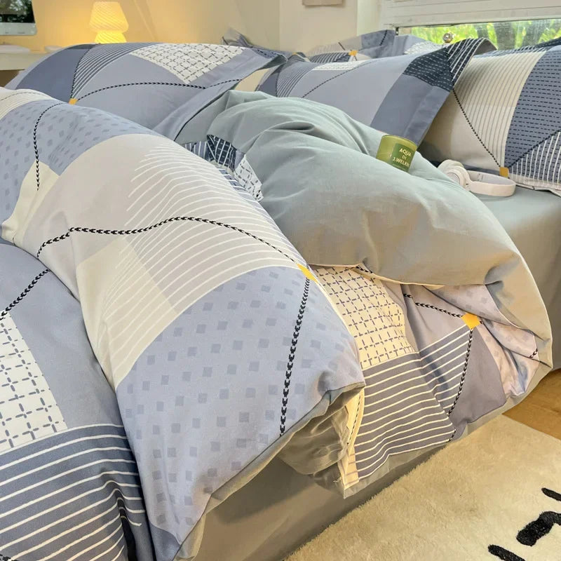 Afralia™ Fashion Flower Print Cotton Duvet Cover Set for All Seasons