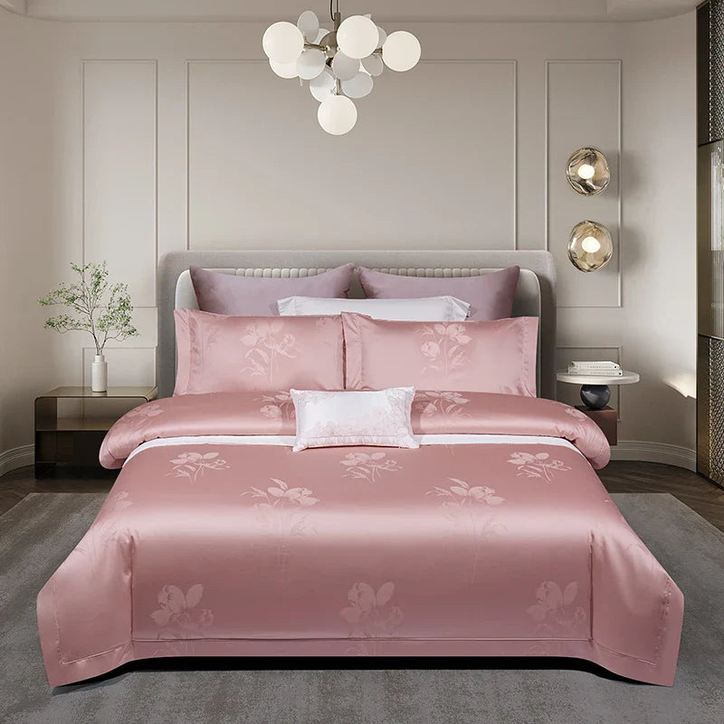 Afralia™ Luxury Egyptian Cotton Jacquard Bedding Set, Silky Soft Queen Size, 1400TC
