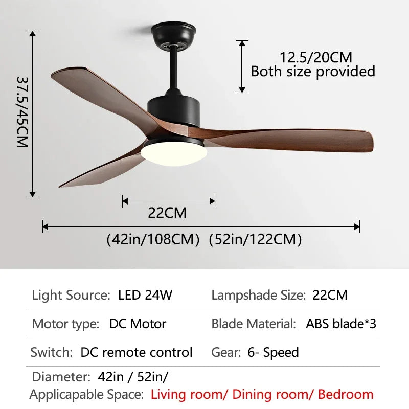 Afralia™ 52" DC Motor Ceiling Fan with LED Light & Remote Control