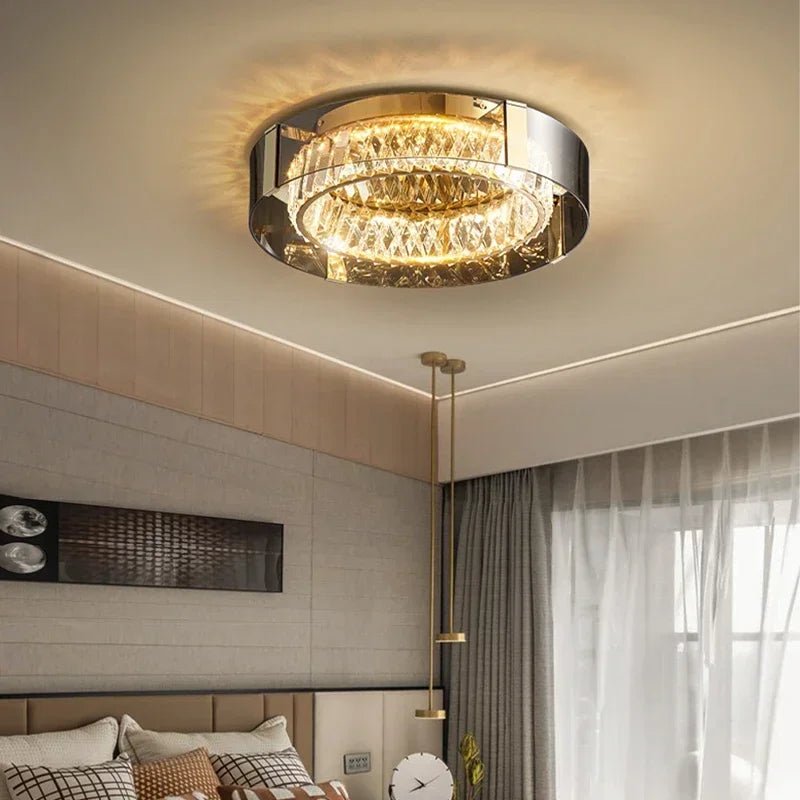 Afralia™ Crystal LED Ceiling Chandelier Dimmable Luxury Modern Room Decor Bedroom Light