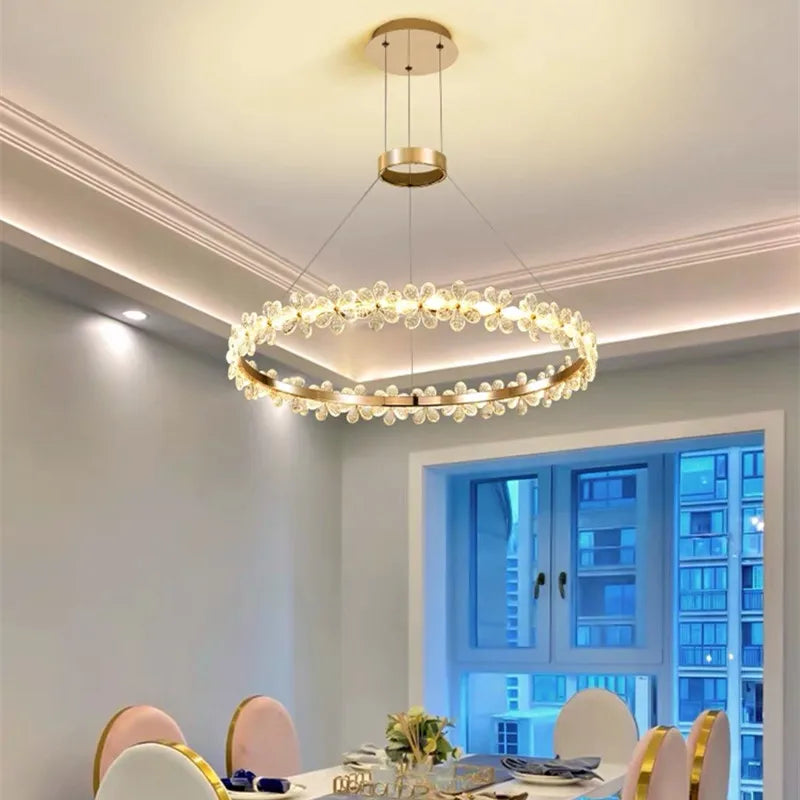 Afralia™ Crystal Ring LED Chandelier: Modern Luxury Pendant Lamp for Home Decor