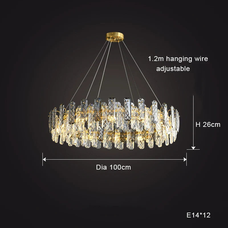 Afralia™ Crystal Round Chandelier: Modern Dining Room Lighting Fixture, Nordic Style Decoration