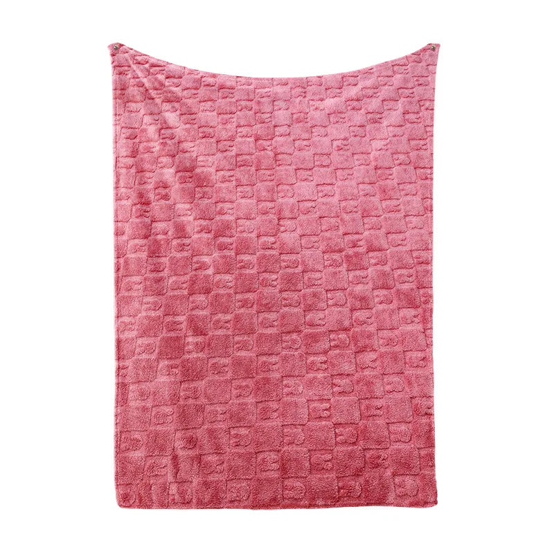 Afralia™ Solid Jacquard Coral Fleece Blanket | Multi-Purpose Sofa Throw Blanket
