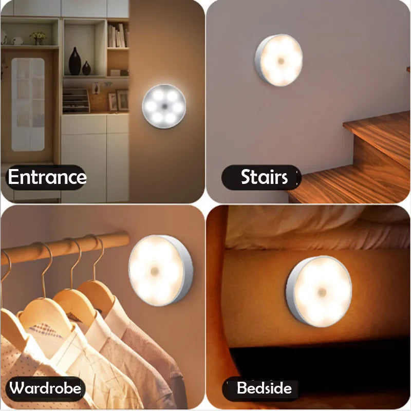 Afralia™ Motion Sensor LED Cabinet Night Light, Rechargeable USB, Wireless Wall Lamp