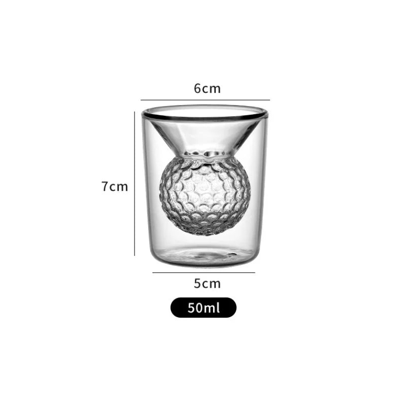 Afralia™ Golf Ball Double Tumbler: High Borosilicate Thickened Glass Cup