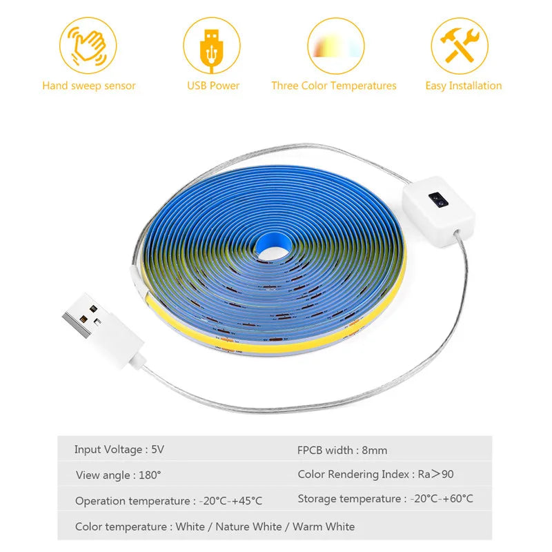 Afralia™ COB LED Night Light Bar with Hand Sweep Sensor for Room Decor