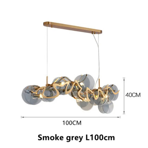 Afralia™ Round Glass Pendant Chandelier: High-End Wrought Iron LED Lighting for Dining Room & Kitchen