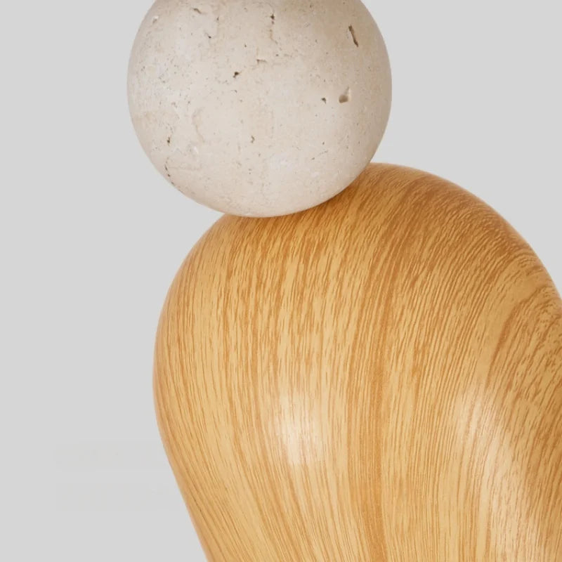 Afralia™ Yellow Iron LED Pendant Lamp Yellow Travertine Stone Ball in Wabi Sabi Style