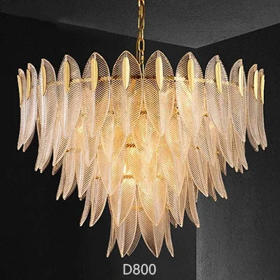 Afralia™ Glass Leaf Luxury Chandelier LED Pendant Lights for Modern Living Room