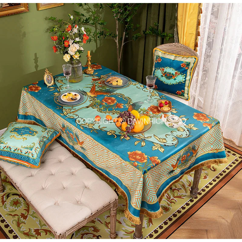 Afralia™ Velvet Parrots Floral Tablecloth for Wedding Banquet Party