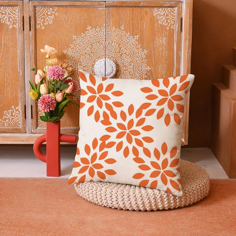 Afralia™ Geometric Yellow Linen Pillow Cover for Modern Décor 45x45cm