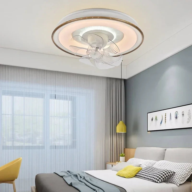 Afralia™ LED Fan Lights Ceiling Lamp with Remote Control - Three Colors, Dimmable for Bedroom-Living Room