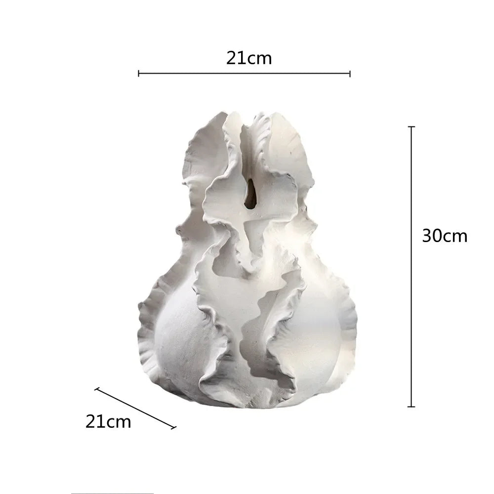 Afralia™ Ceramic Wavy Flower Vase - Home Decoration and Storage Organization