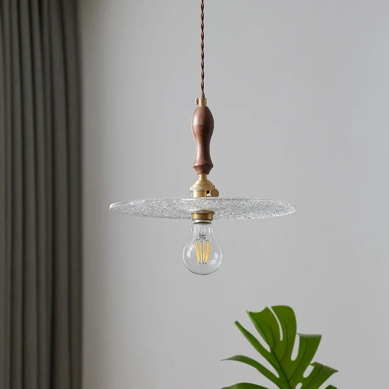 Afralia™ Cullet Glass LED Pendant Lamp with Walnut Copper Design for Living and Dining Room