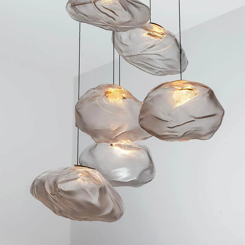 Afralia™ Glass Cloud Chandelier LED Pendant Lamp for Villa Staircase & Hotel