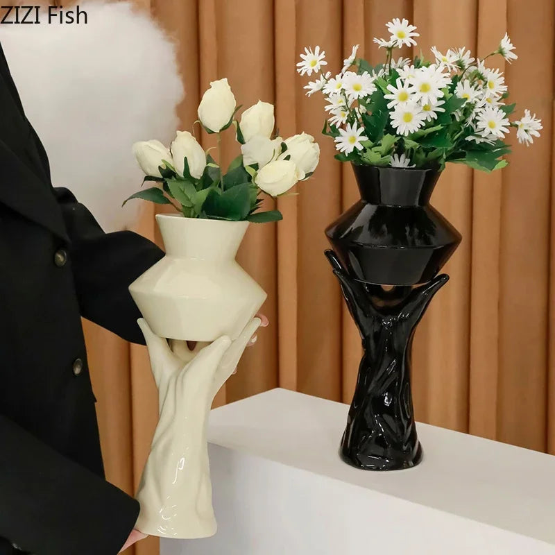 Afralia™ Floral Vase Desk Decoration Artificial Flowers Room Decor