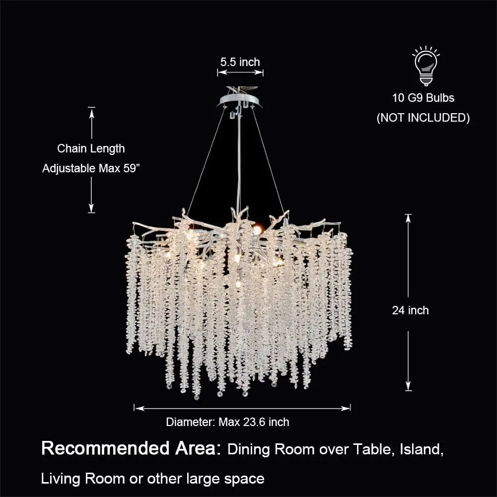 Afralia™ Crystal Tassel Chandelier: Elegant Dining Room Pendant Light Fixtures