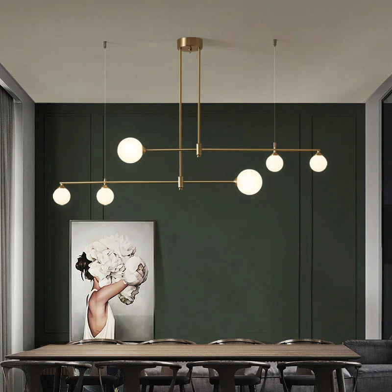 Afralia™ Nordic Glass Ball Chandelier Ceiling Light for Dining Room, Kitchen, and Restaurant