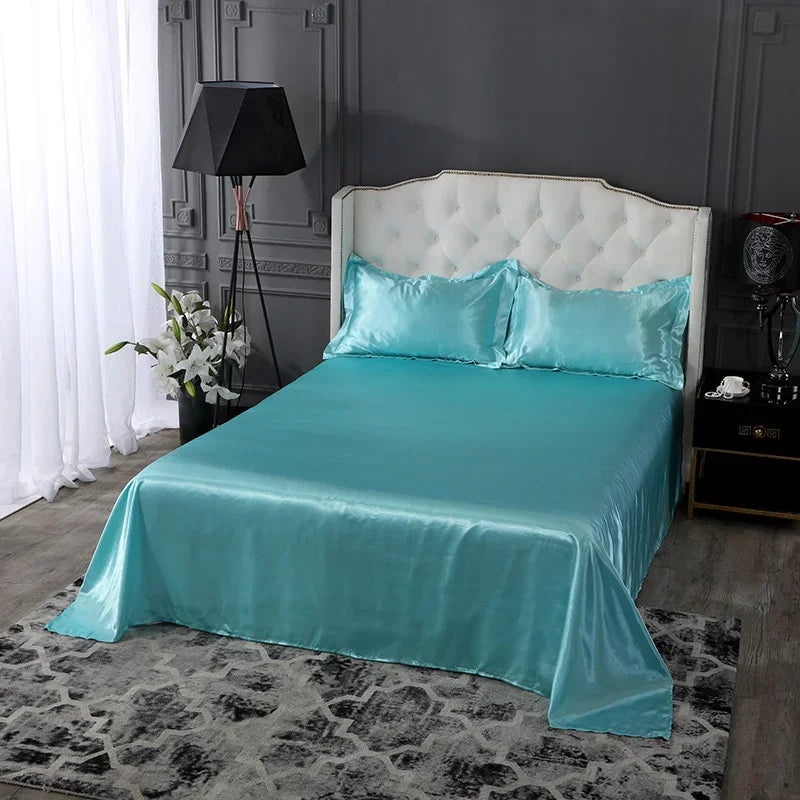 Afralia™ Silky Rayon Queen Bed Sheet Set Luxurious Solid Satin High Quality Sheets
