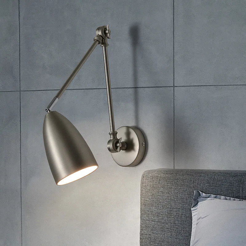 Afralia™ Swing Long Arm Iron Art LED Wall Light - Nordic Minimalism Bedroom Living Room Lampara Pared