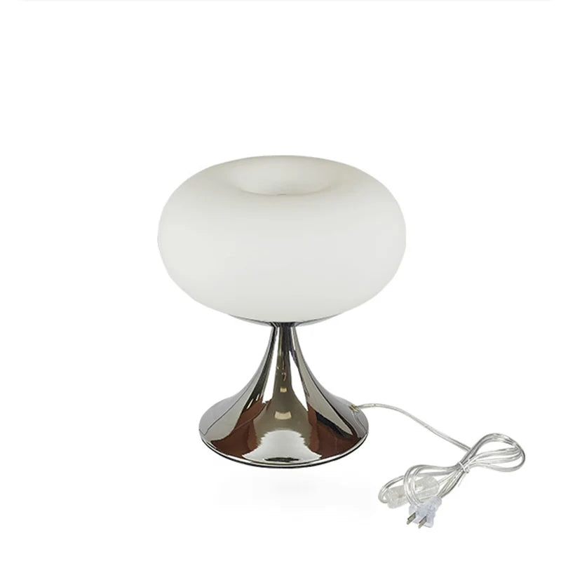 Afralia™ Cream Glass Wind Table Lamp Vintage Bedroom Living Room Bedside Light