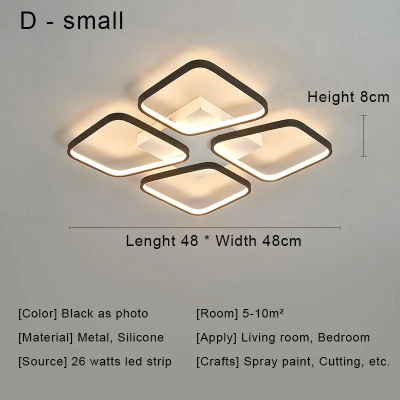 Afralia™ Black LED Chandelier Ceiling Light Remote Control Fixture for Living Room, Bedroom & Kitchen