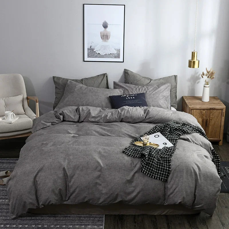 Afralia™ King Size Duvet Cover Set - Soft Grain Polyester, Plain Design - Queen Bedding