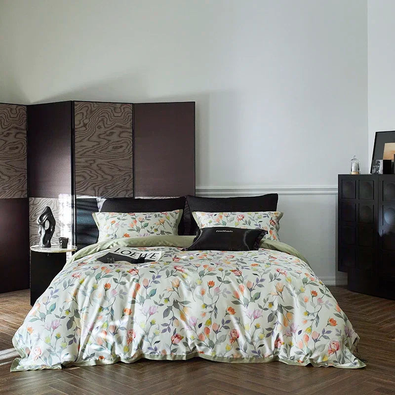 Afralia™ Luxe 100s Egyptian Cotton Bedding Set: Sheet, Blanket, Cover, Pillowcase