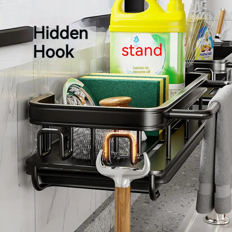 Afralia™ Space Aluminum Sink Organizer Hanging Drain Holder for Kitchen Bathroom Storage