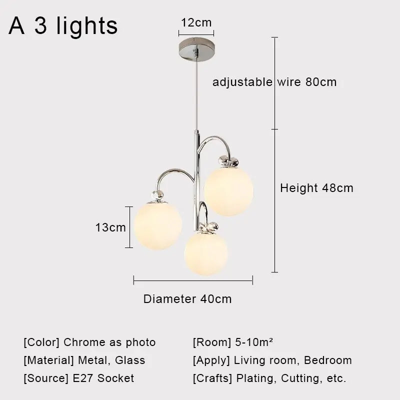 Afralia™ Nordic Chrome Glass Ball Led Chandelier for Modern Home Decor
