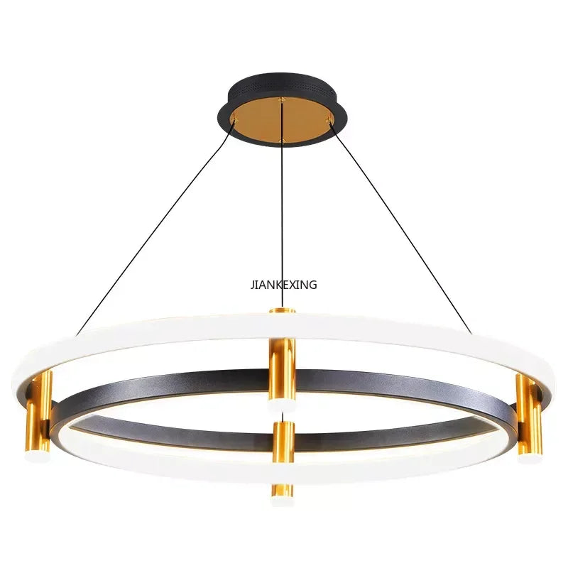 Afralia™ Black Ring LED Pendant Chandelier for Table Dining Living Kitchen Island Lighting