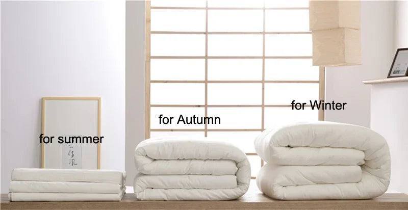 Afralia™ White Cotton Quilt Throws Blanket Filler Single King Size