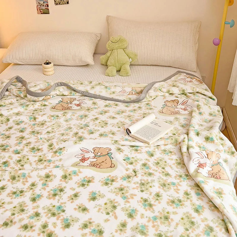Afralia™ Cartoon Milk Velvet Blanket: Soft Coral Fleece Summer Sofa Cover & Queen Blanket