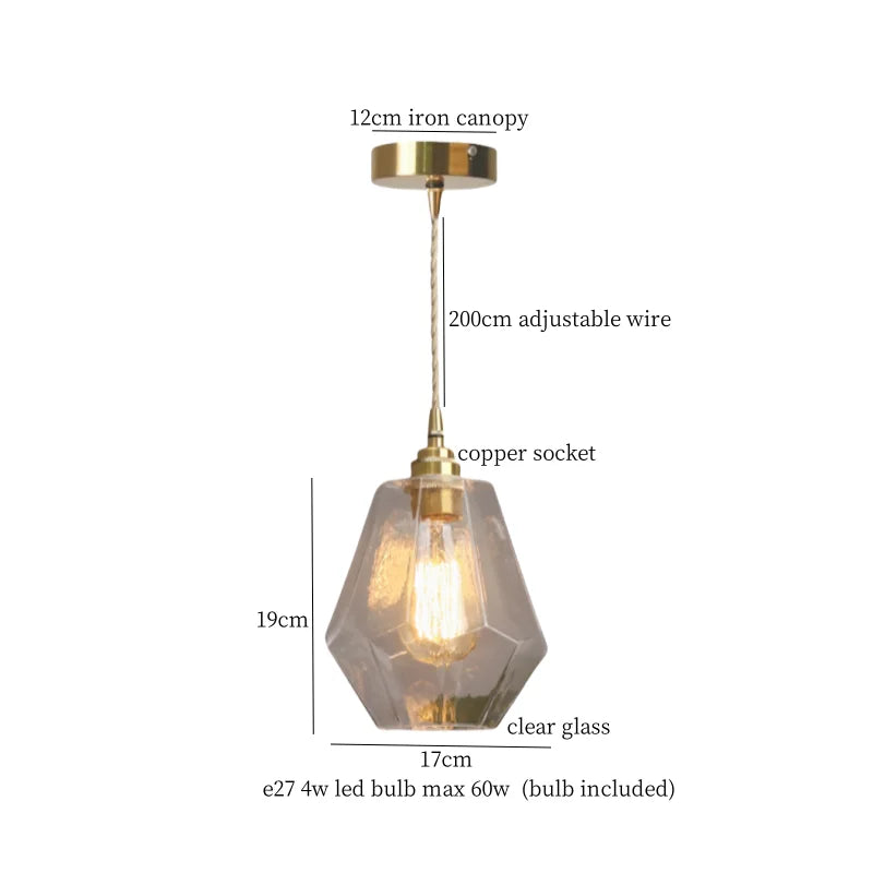Afralia™ Cracked Glass LED Pendant Light for Cafe Bar Kitchen Living Room