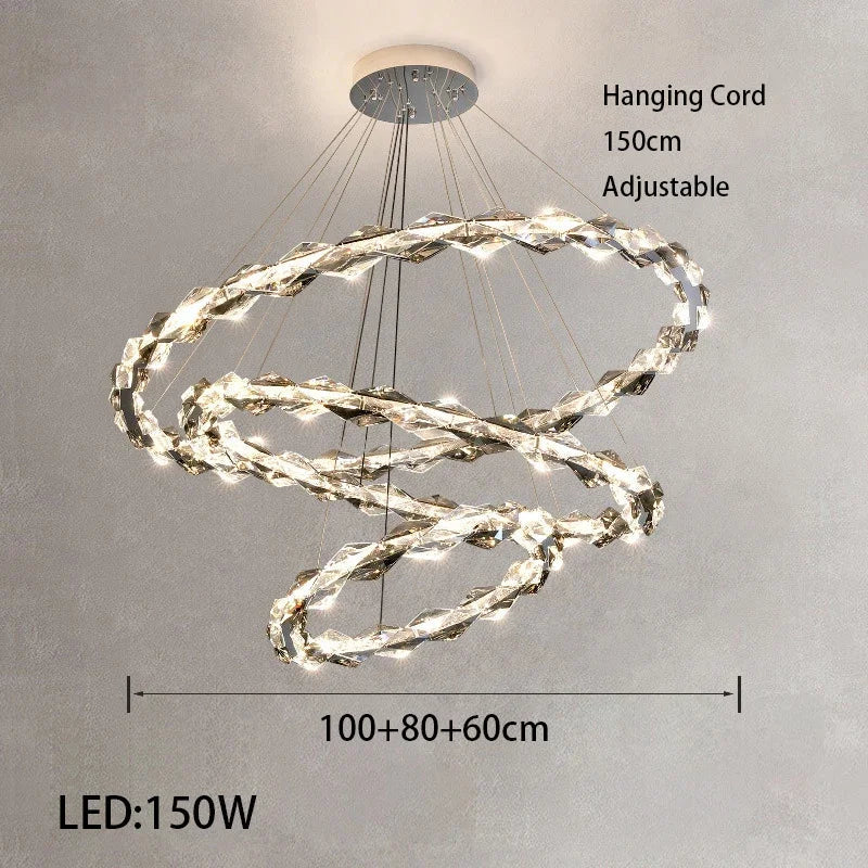 Afralia™ Modern Crystal LED Ceiling Chandelier Light Set for Stylish Indoor Lighting