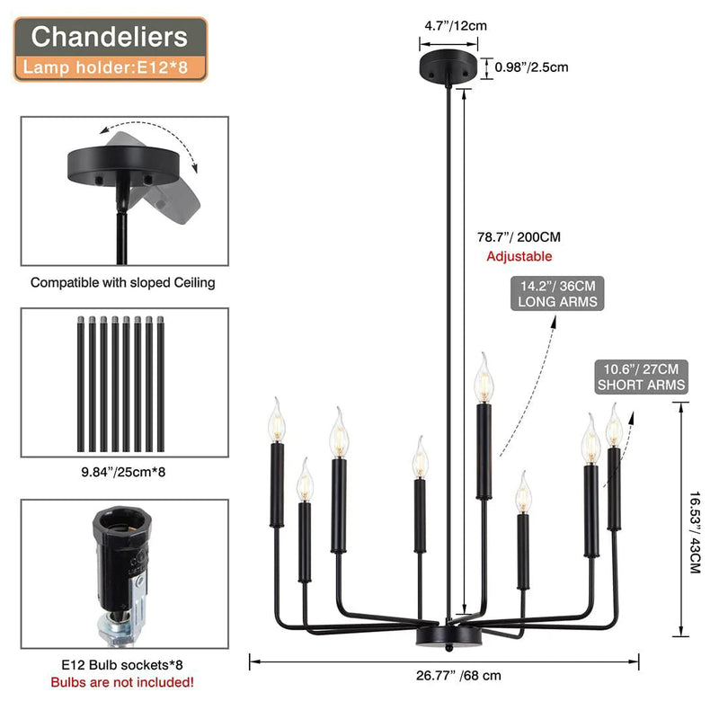 Afralia™ Industrial Retro Chandelier Lighting for Kitchen Dining Room with 8 Heads