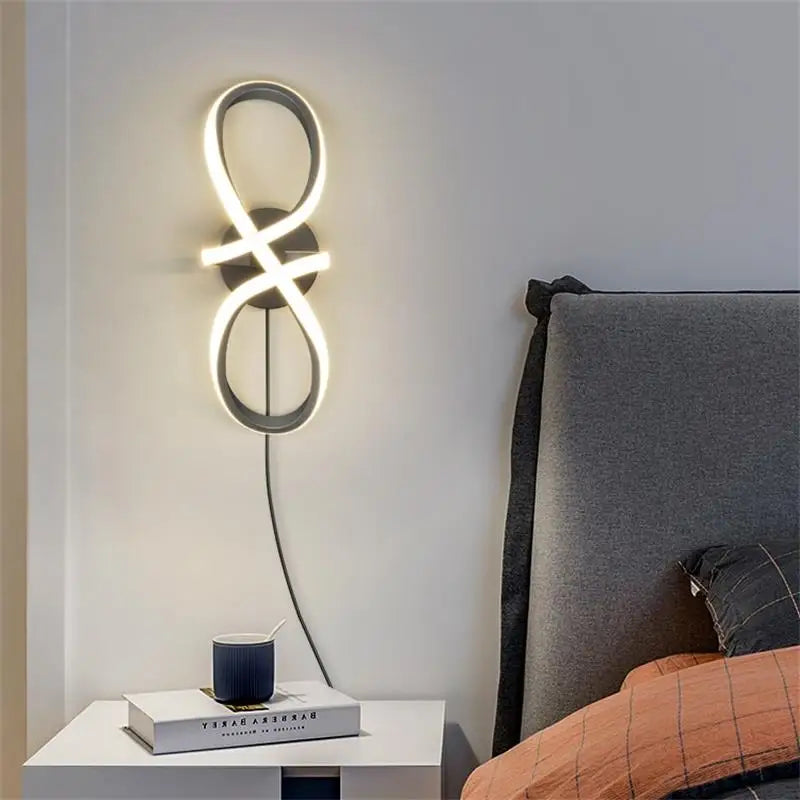 Afralia™ Modern Minimalist Wall Lamps LED Indoor Bedroom Lighting Black White-Luster Aisle Decor