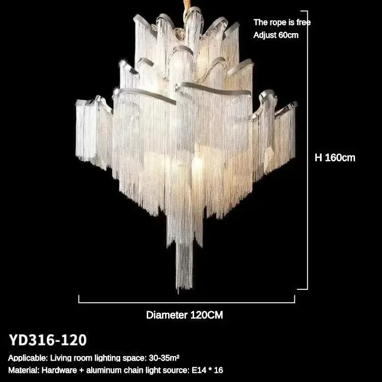 Afralia™ LED Flower Tassels Ceiling Chandelier for Living Room, Staircase - Elegant Villa Pendant Light