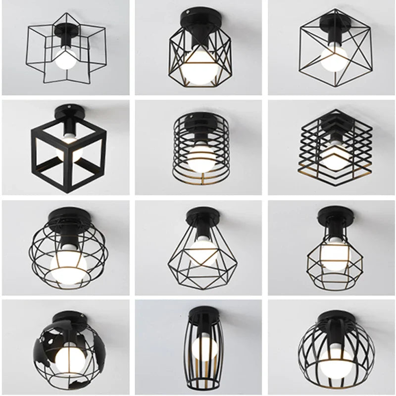 Afralia™ Metal Retro Ceiling Lamp E27 Vintage Ceiling Lights for Indoor Lighting