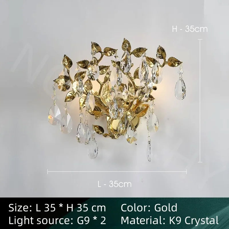 Afralia™ Golden Crystal Chandelier for Dining Living Room Bedroom Kitchen Table Lighting