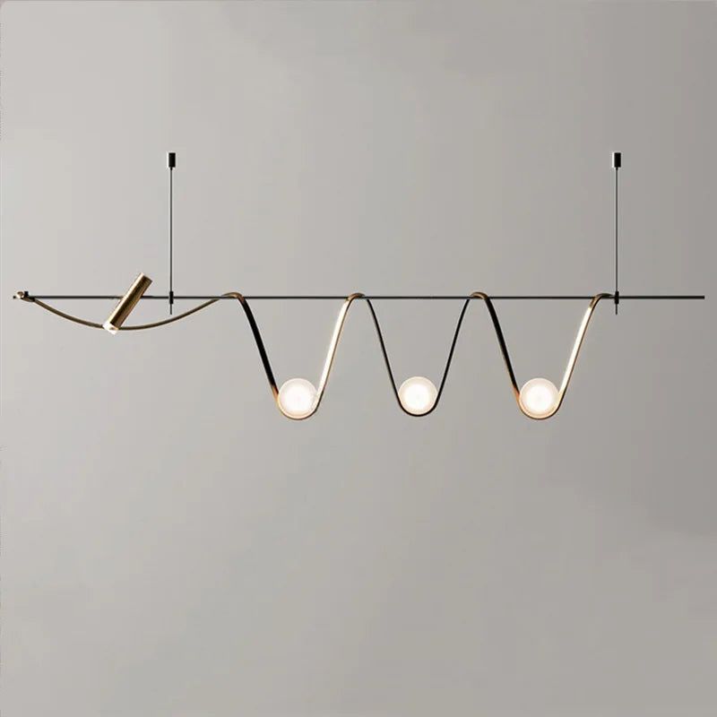 Afralia™ Minimalist Gold Pendant LED Light for Living, Dining, Bedroom, Foyer