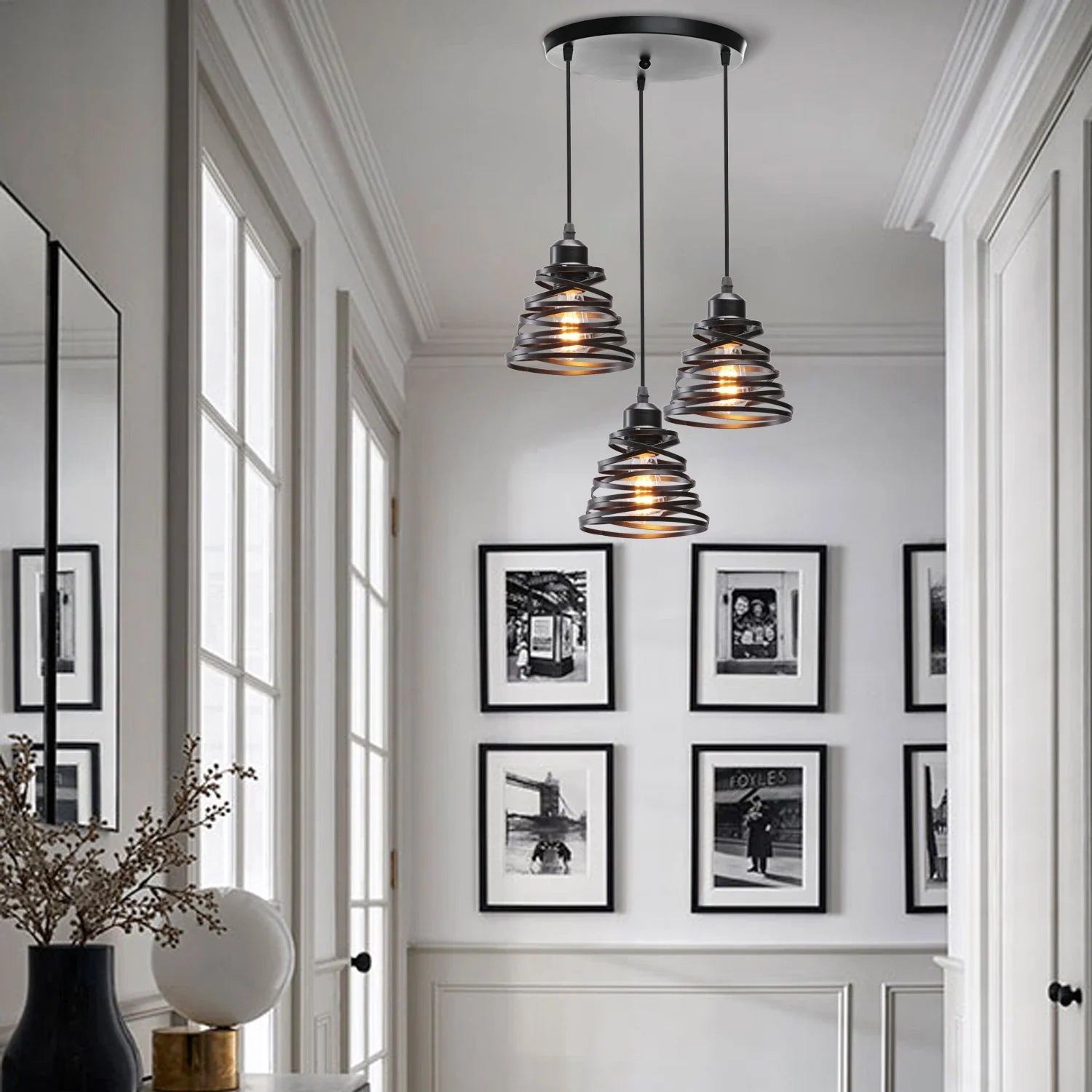 Afralia™ Wrought Iron Caged Pendant Light for Industrial Style Decor
