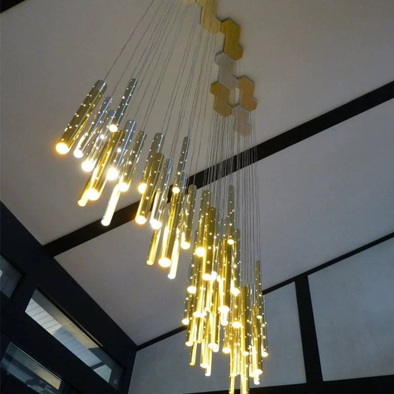 Afralia™ Modern LED Chandelier Ceiling Light - Elegant Long Tube Combination for Living & Dining Room